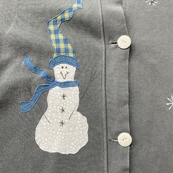 VINTAGE Authentic Pigment Cardigan Gray Snowman - Picture 8 of 9